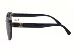 CHANEL- Light Brown With Black Stick-55-17-142-Female-Plastic-CatEye-CR-UV400-Medium-Eyewear