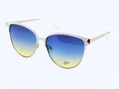 Designer - White+Sliver - Female - Metal - Cateye - CR UV - Wide - Eyewear