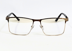 Designer Rectangular Eyeglasses SH2304 - Brown & Gold Metal Frame