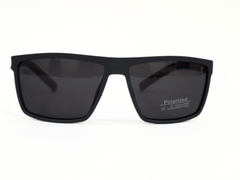 "Black Rectangular Polarized Sunglasses with Red Accents for Men Women"