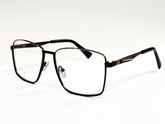 Men's Rectangular Full-Rim Metal Eyeglasses with Adjustable Nose Pads – Black & Gold