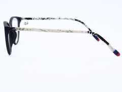Designer - Black with white stick - Female - Plastic Sheet - Cat Eye - Medium - Eyewear