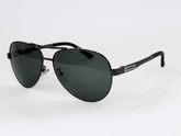 Classic Aviator Sunglasses – Black Metal Frame with Dark Green UV Lenses