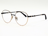 Designer Women’s Round Eyeglasses – Gold Metal Frame with Black Temples & Gold Accents – 52-16-138 (2178 C6)