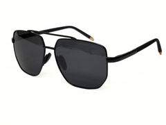 PROSCHE DESIGN Black Square Sunglasses for Men and Women - Dark Tinted Lenses, Metal Frame, Standard Adult Size.