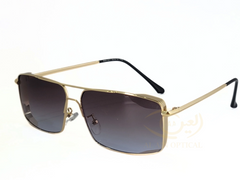 Square aviator sunglasses with a gold-tone metal frame and gradient lenses that transition from dark gray at the top to a lighter blue at the bottom.
