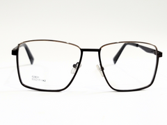 Men's Rectangular Full-Rim Metal Eyeglasses with Adjustable Nose Pads – Black & Gold