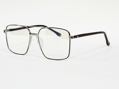Silver Square Eyeglasses with Black Accents for Men