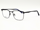 Kemper Unisex Rectangular Eyeglasses – Black Frame with Blue Interior Accent