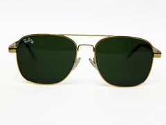 Gold Frame Aviator Sunglasses with Black Lenses