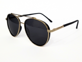 "Gold Round Sunglasses with Black Tinted Lenses"