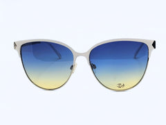 Designer - White+Sliver - Female - Metal - Cateye - CR UV - Wide - Eyewear