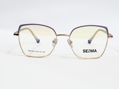 Gold Square Eyeglasses with Purple Accents - SEIMA
