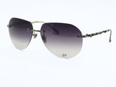 Designer - Sliver + Black - Female - Aviator - Metal - CR UV - Medium - Eyewear