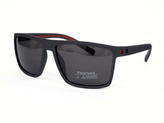 "Black Rectangular Polarized Sunglasses with Red Accents for Men Women"