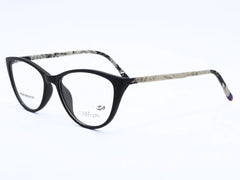 Designer - Black with white stick - Female - Plastic Sheet - Cat Eye - Medium - Eyewear