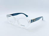 Versace Transparent Cat-Eye Eyeglasses – Navy Temples & Gold Detailing