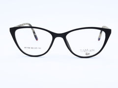 Designer - Black with white stick - Female - Plastic Sheet - Cat Eye - Medium - Eyewear
