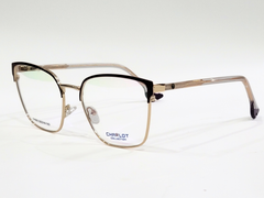 Charlot - Square Metal Eyeglasses – Gold & Black Frame (Model 53□18-142)