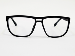 Unisex Rectangular Full-Rim Eyeglass Frame – Black with Red Accents