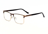 Designer Rectangular Eyeglasses SH2304 - Brown & Gold Metal Frame