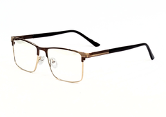 Designer Rectangular Eyeglasses SH2304 - Brown & Gold Metal Frame