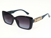 Chanel Black Square Sunglasses with Gradient Lenses and Gold Accents.