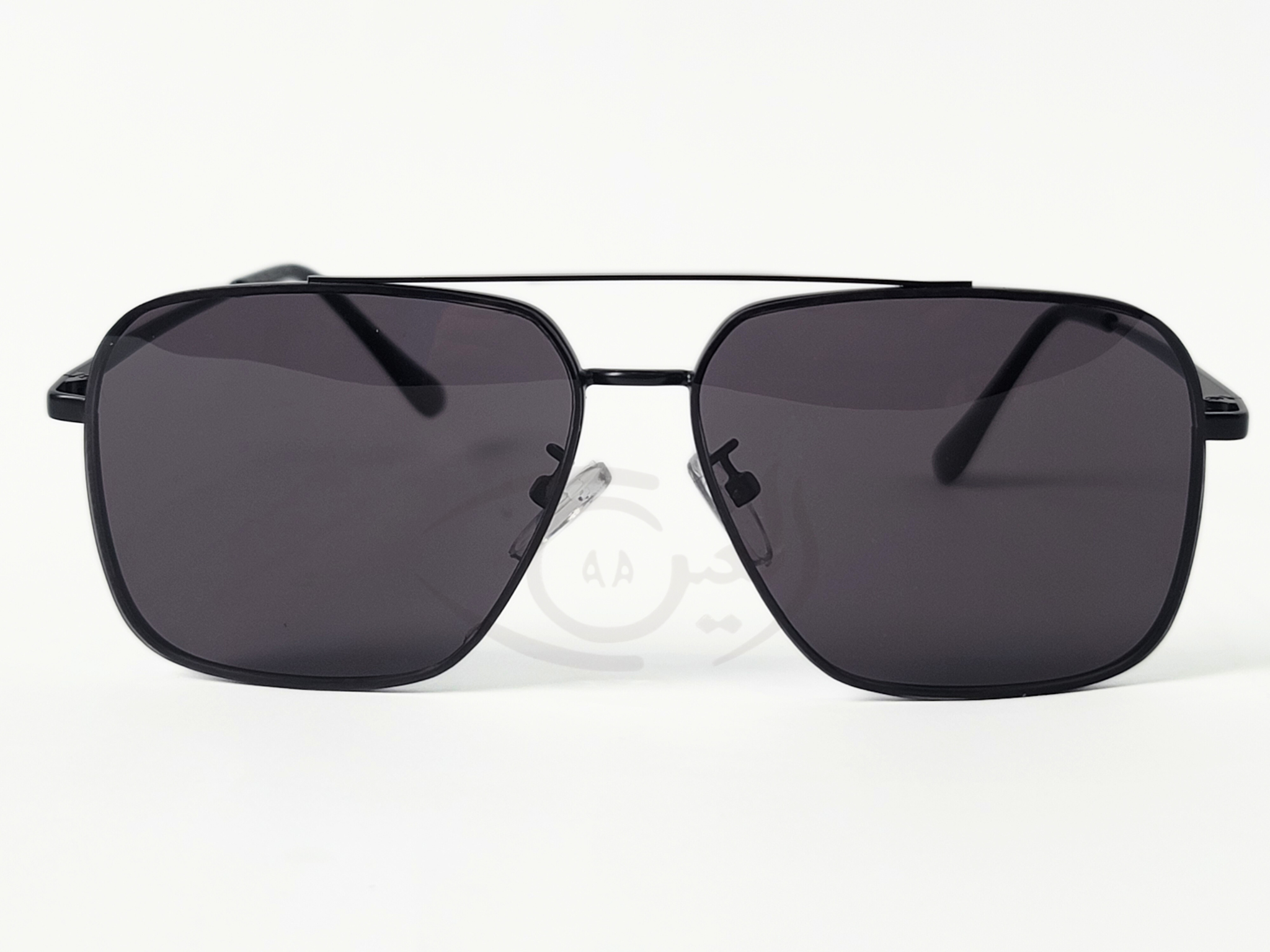 Black Aviator Sunglasses Thin , Black Metal Frame With Drak lenses - UV400 Protection