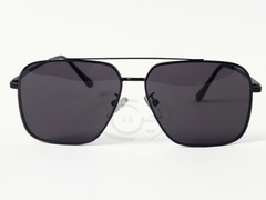 Black Aviator Sunglasses Thin , Black Metal Frame With Drak lenses - UV400 Protection