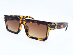 Designer Sunglasses - Tiger print - Plastic with Brown Double Shade - Square -UV Protected