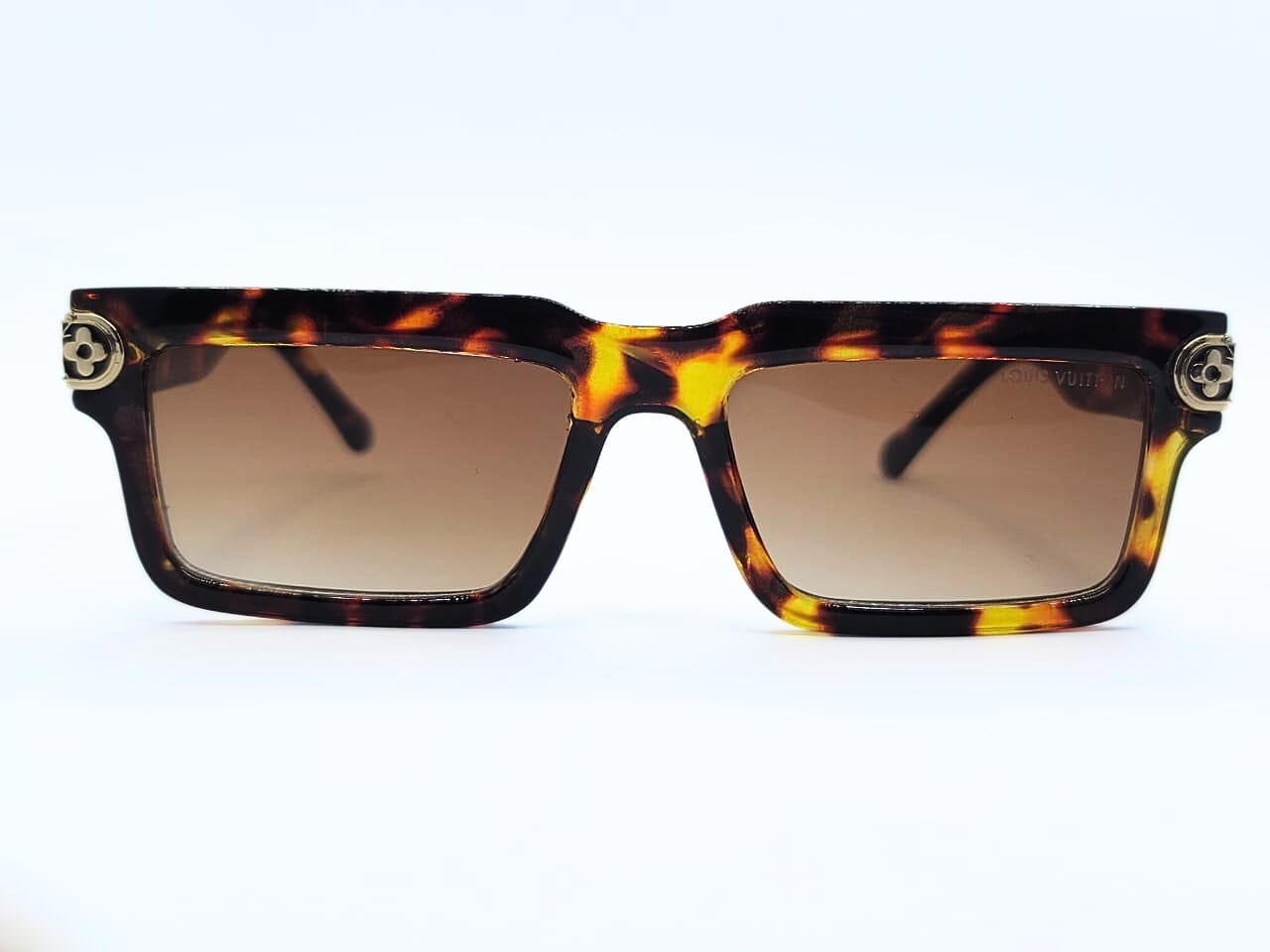 Designer Sunglasses - Tiger print - Plastic with Brown Double Shade - Square -UV Protected