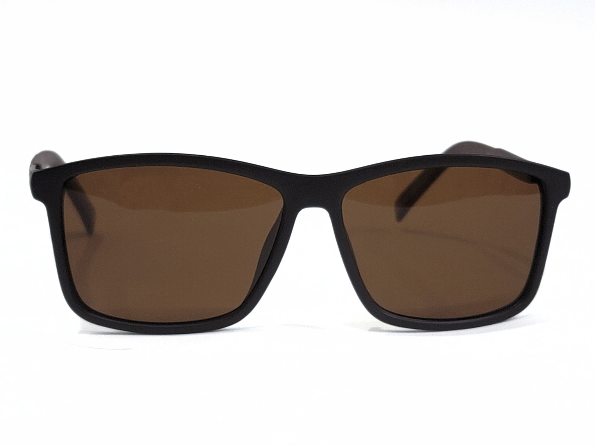 Designer Sunglasses Black Square with Dark Brown Tinted Lenses for Adults.