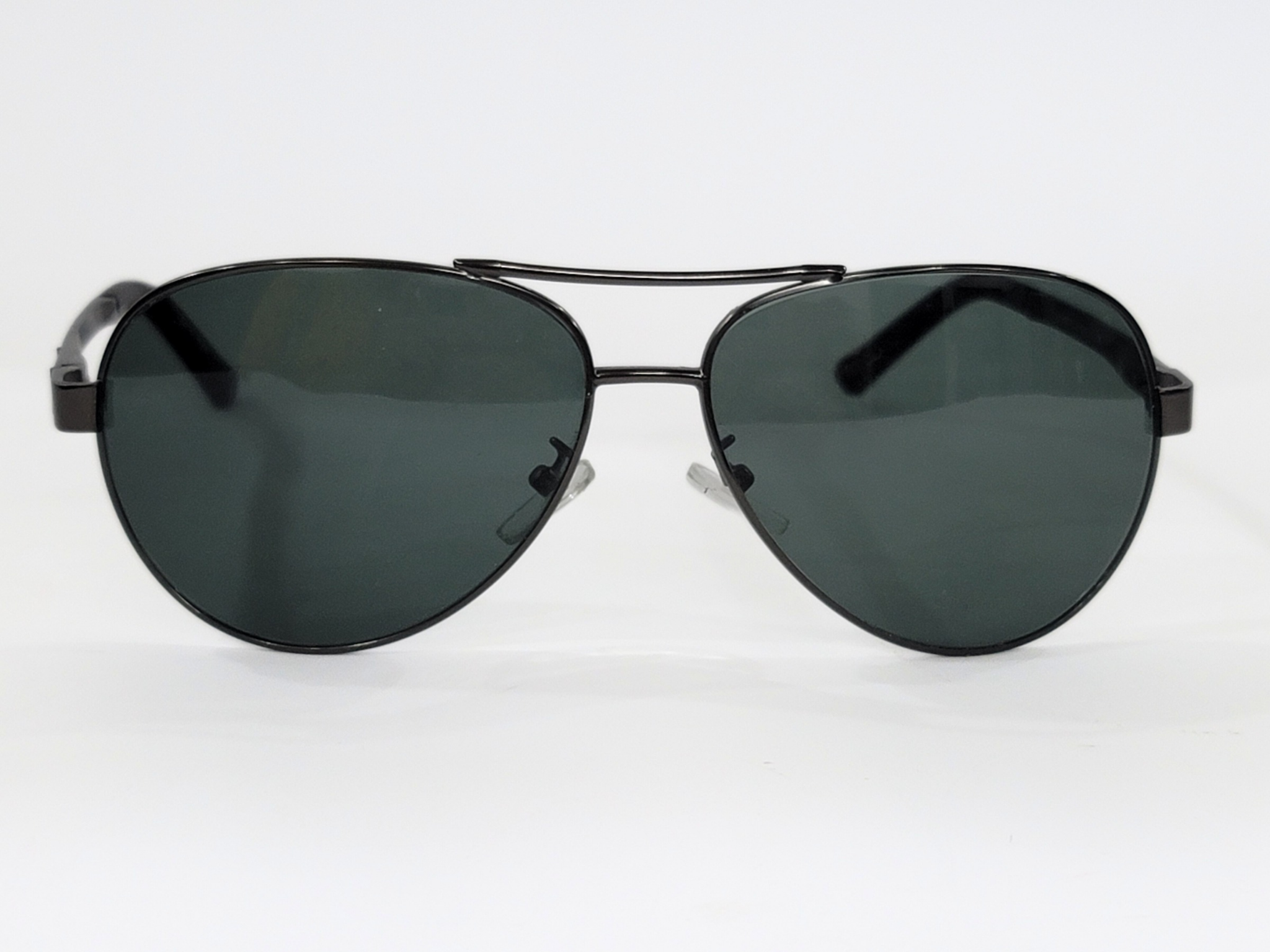 Classic Aviator Sunglasses – Black Metal Frame with Dark Green UV Lenses