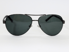 Classic Aviator Sunglasses – Black Metal Frame with Dark Green UV Lenses