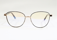 "Gold Frame Glasses with Gray Temples for  Women"