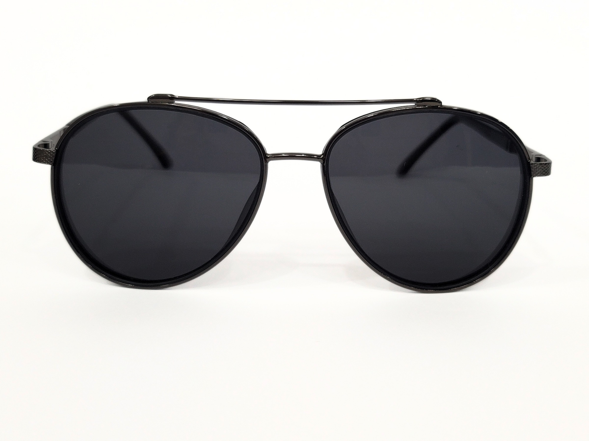 "Gold Round Sunglasses with Black Tinted Lenses"
