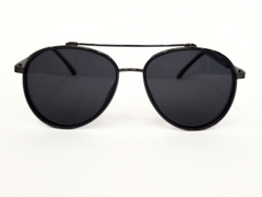 "Gold Round Sunglasses with Black Tinted Lenses"