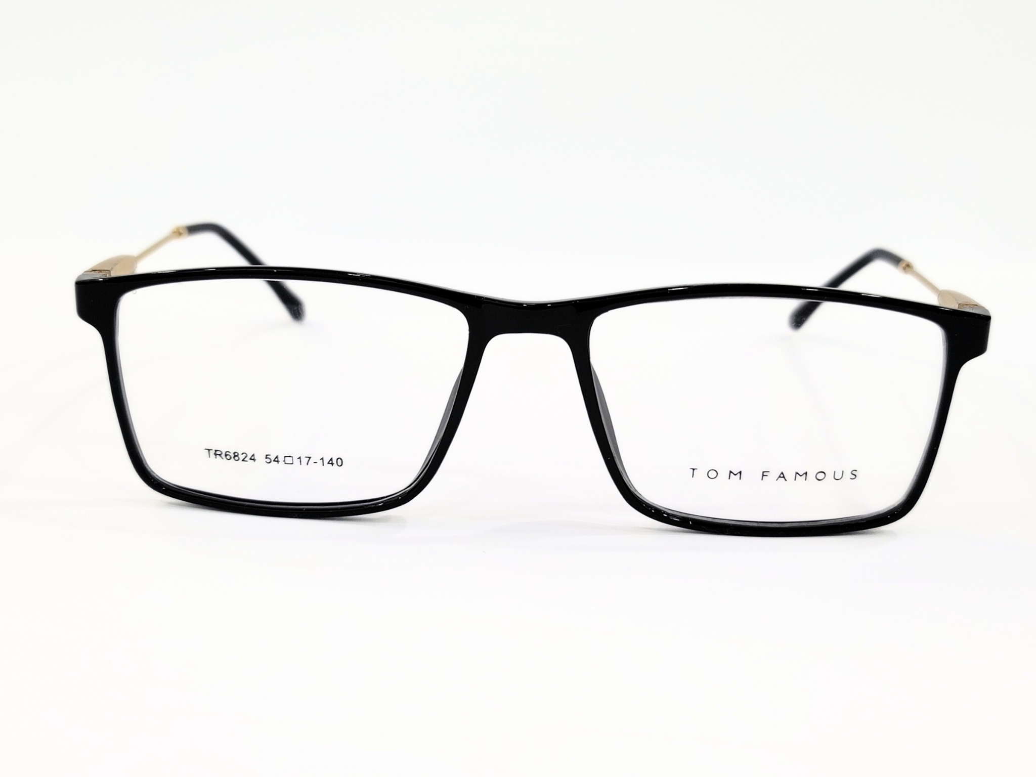 TOM FAMOUS Black Golden Rectangular Glasses (Unisex) - TR6824