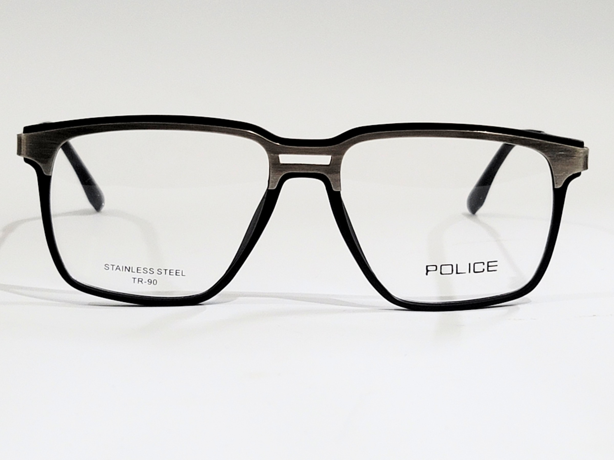 Police Rectangular Eyeglasses - Stainless Steel and TR-90"
