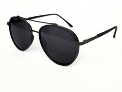"Gold Round Sunglasses with Black Tinted Lenses"