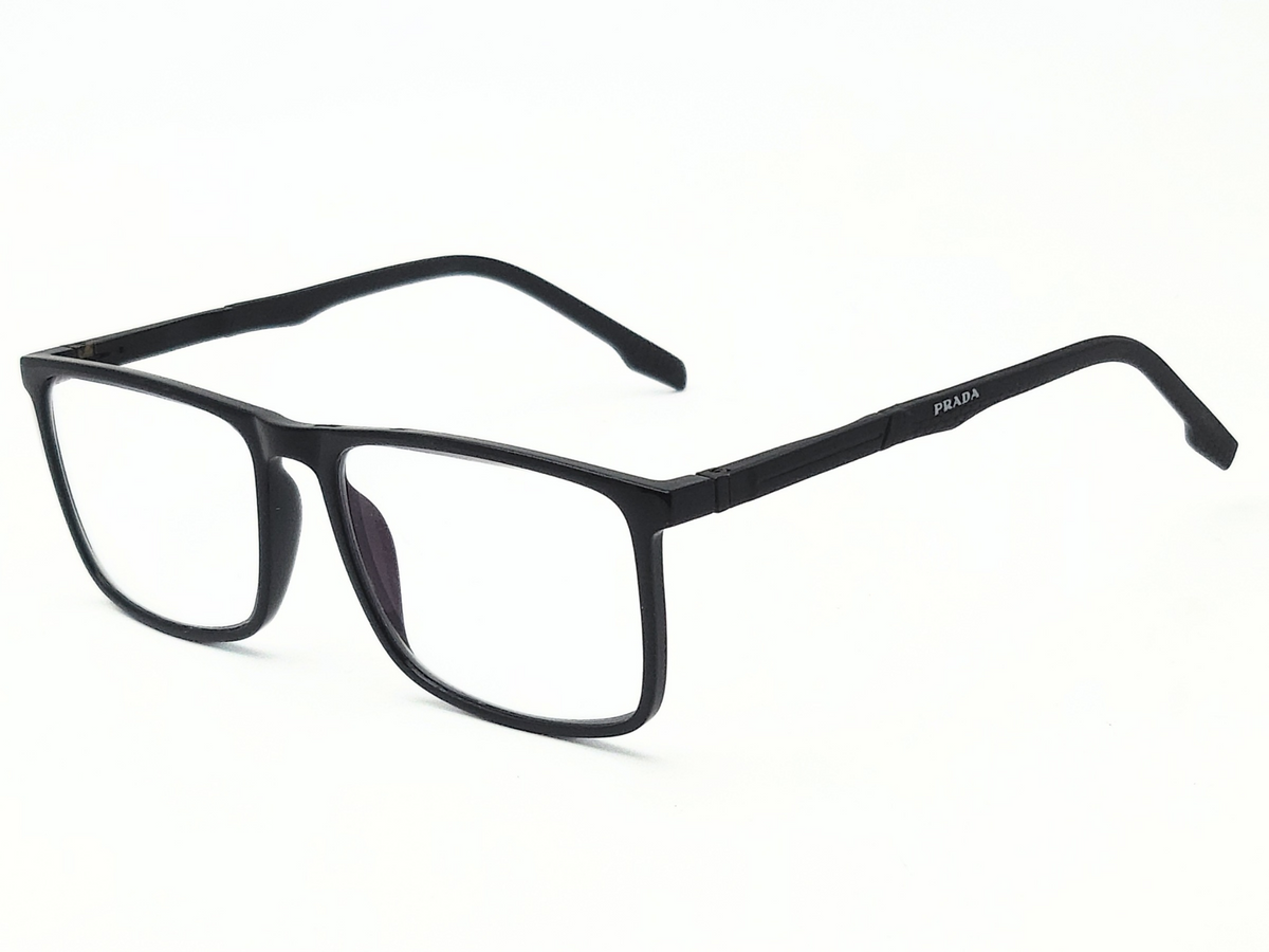 Prada Square Matte Black Eyeglasses – Unisex Lightweight Optical Frame