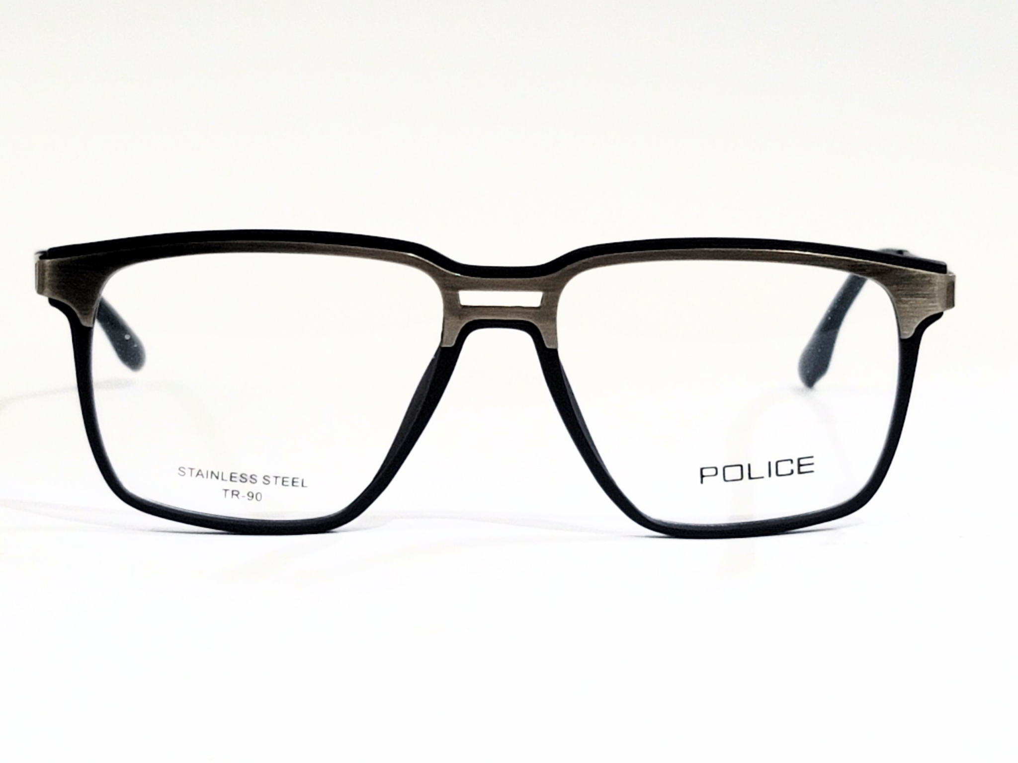 Police Rectangular Eyeglasses - Stainless Steel and TR-90"