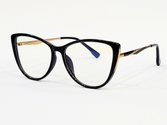 Guess Black Cat-Eye Eyeglasses with Gold Accents - Women's Fashion Glasses