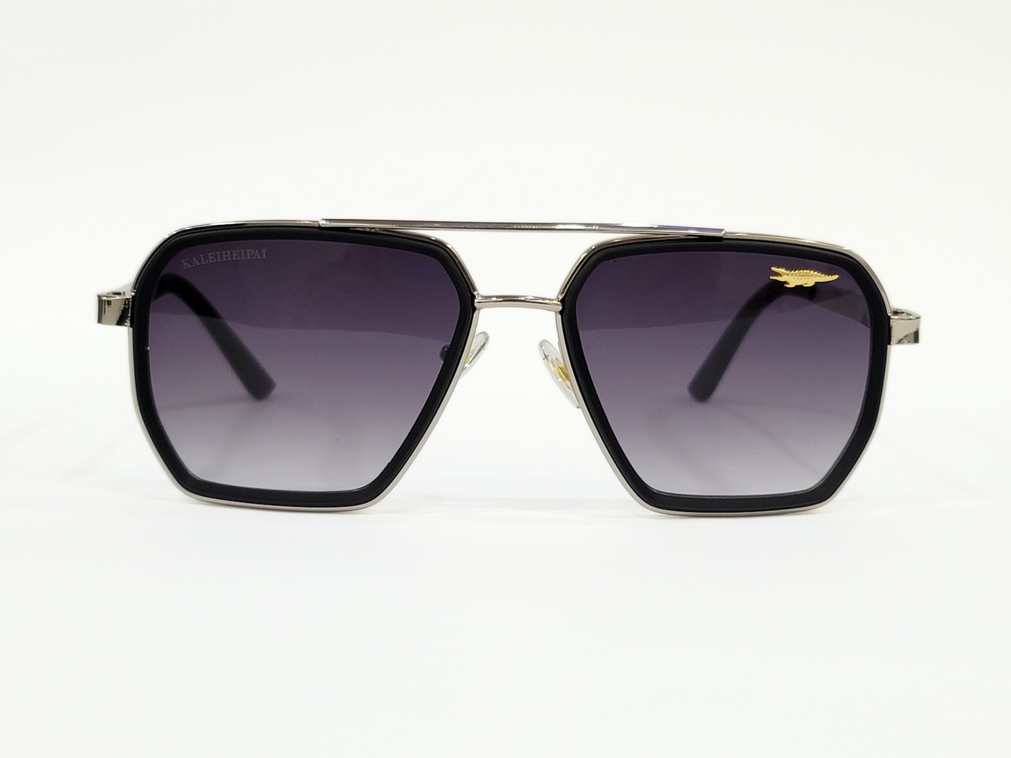 Lacoste Sunglasses – Model 0803, Black Geometric Aviator, Gradient Lens