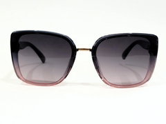 Gucci Black Square Sunglasses with Gradient Lenses and Gold Accents.