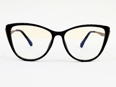 Guess Black Cat-Eye Eyeglasses with Gold Accents - Women's Fashion Glasses