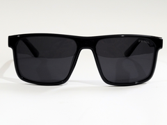 Prada Matte Black Rectangular Sunglasses with Brown Polarized Lenses
