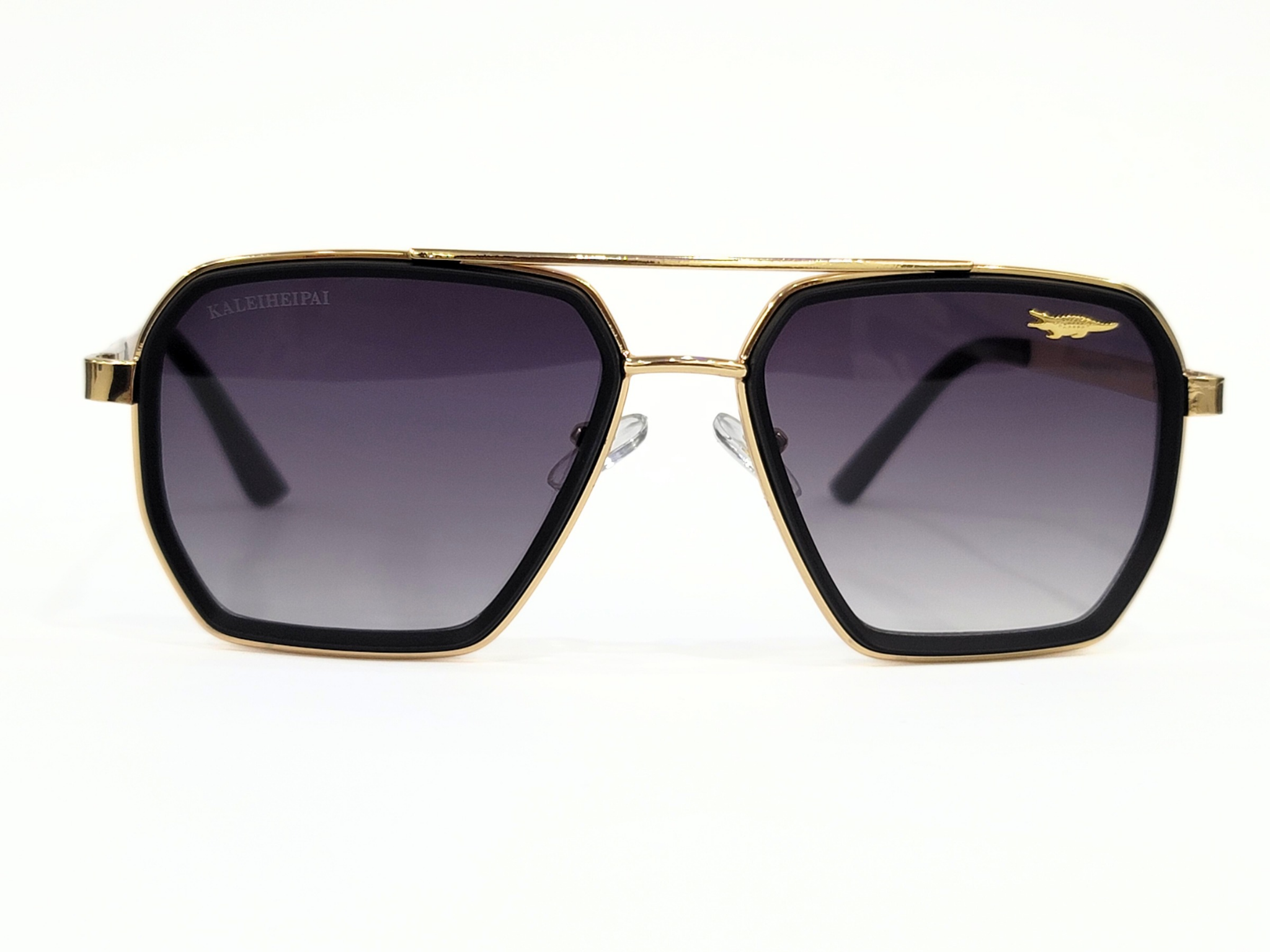Lacoste Sunglasses – Model 0803, Black Geometric Aviator, Gradient Lens