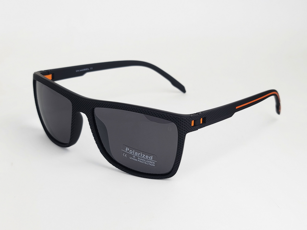 PS MOREL Polarized Unisex Sporty Sunglasses – Black with Orange, Red, or Blue Accents