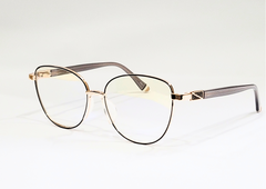 "Gold Frame Glasses with Gray Temples for  Women"